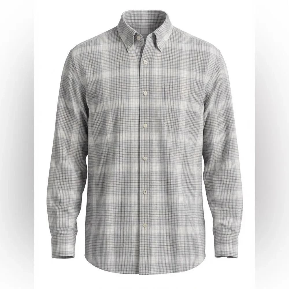 ORVIS MENS BUTTON DOWN SHIRT SIZE XL GRAY WITH BLUE BROWN STRIPE